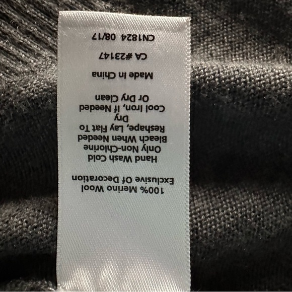 Talbots Merino Wool Cardigan Duster Sweater Top Velvet Tie Medium Petite Grey - Picture 6 of 8